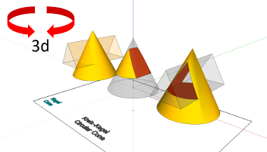 Geometrie; Körper mit gekrümmten Flächen; Kegel, Dreikant; Körper - Durchdringung mit Körper